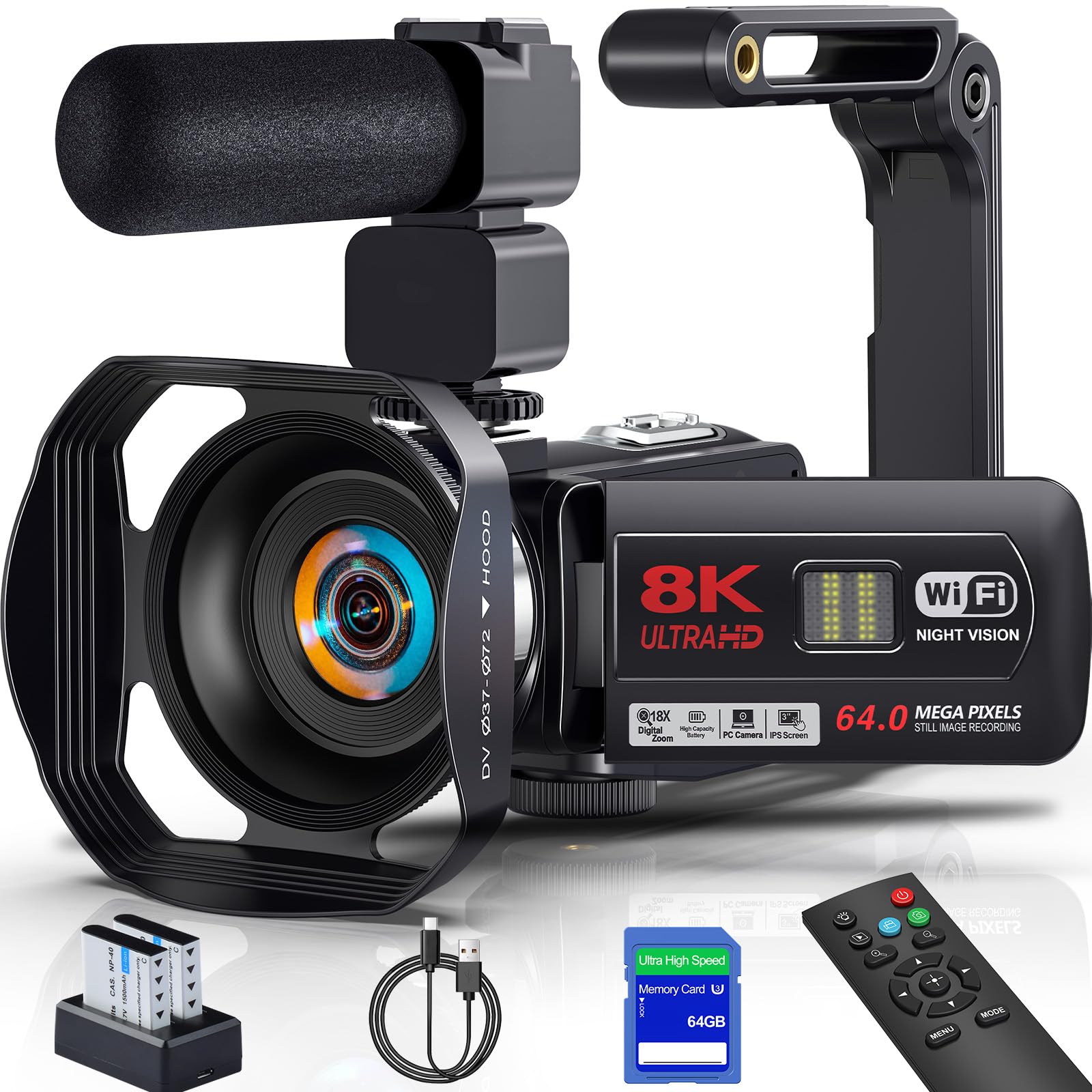 Amazon | ビデオカメラ【8K動画撮影、6400万画素】YouTubeカメラ 外